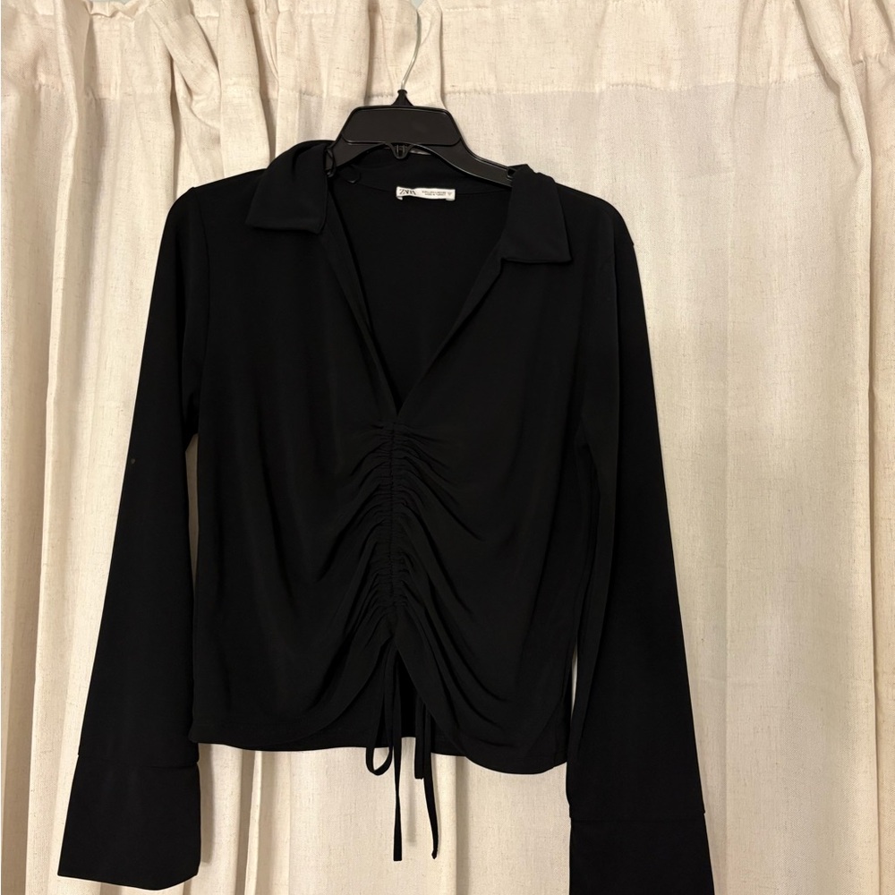 Elegant Black Ruched Women's Top ZARA